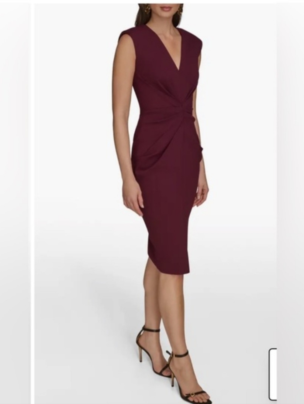 Donna Karan Sleeveless Vneck Midi Dress Plum SZ 10